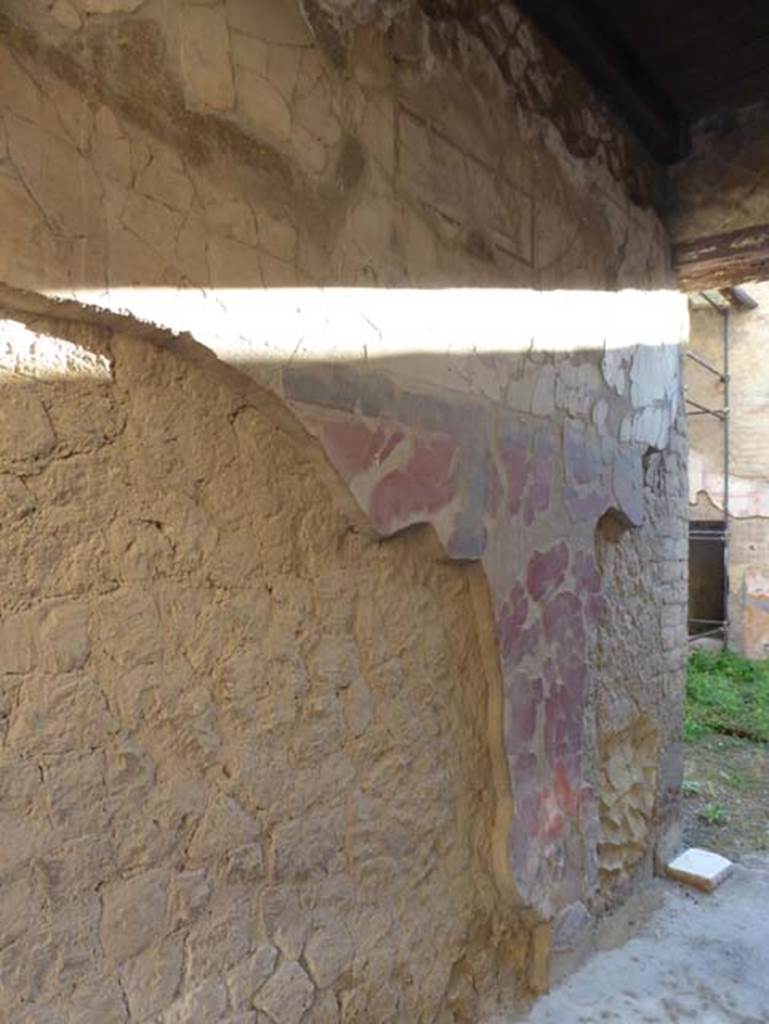 V.11, Herculaneum, September 2015. Painted decoration on east side of entrance corridor. Photo courtesy of Michael Binns.